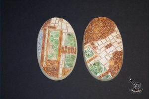 2 socles ovales "temple aztèque" 75x42