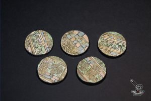5 socles ronds "temple aztèque" diamètre 40 aimantés