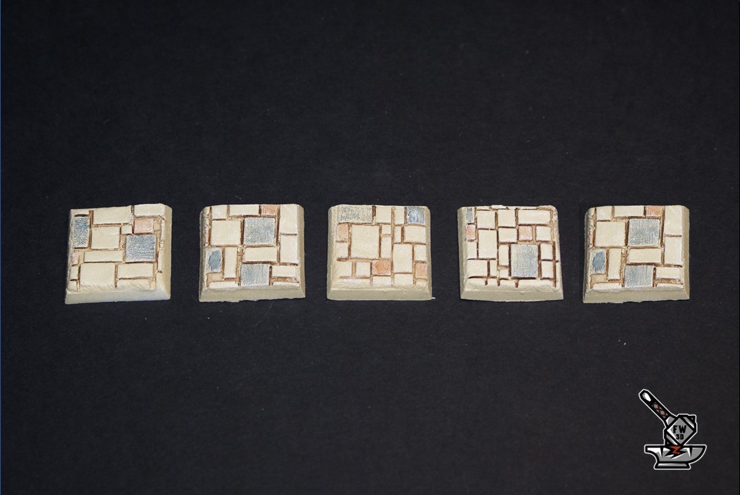 5 socles carré "Route pavée" 25x25 aimantés