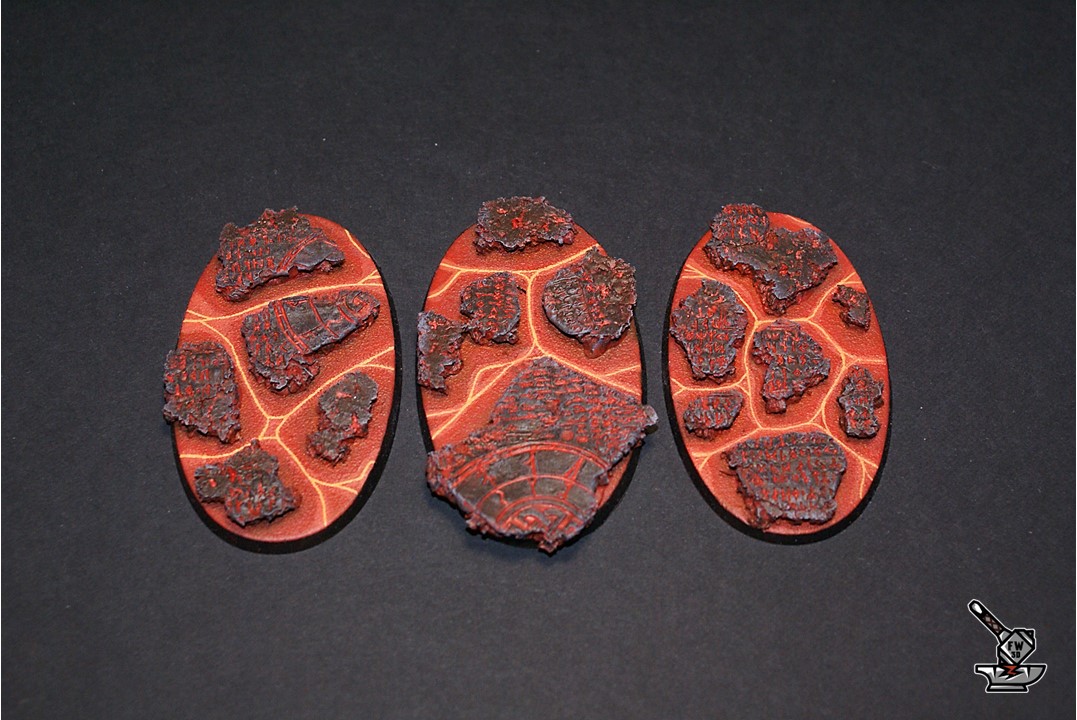 3 socles ovales "Molten lava" 75x42