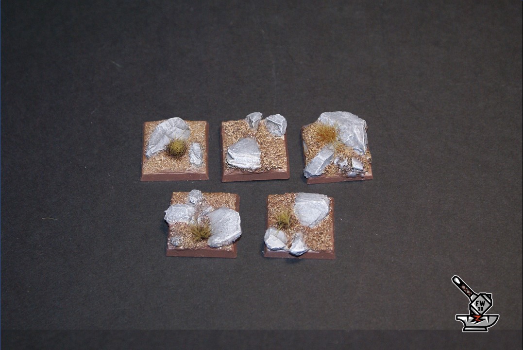 5 socles carré "plaine rocheuse" 25x25
