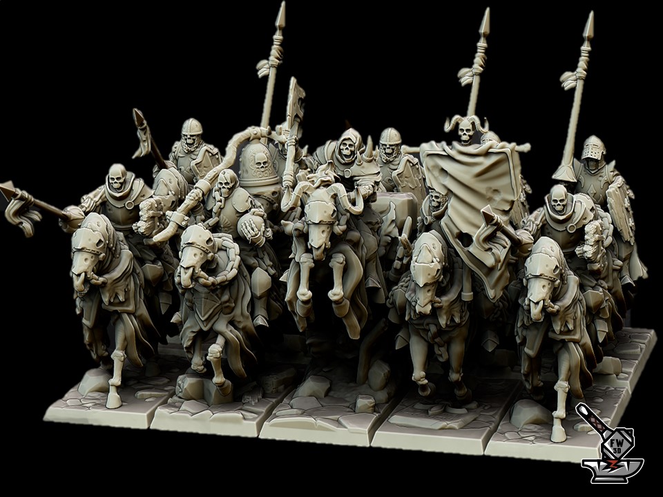 5 Dark skeleton riders with engraved bases