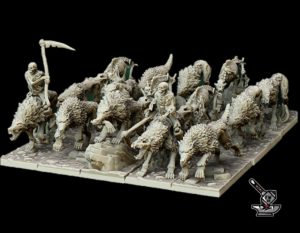 10 direwolf (loups funestes) avec socles gravés ovales