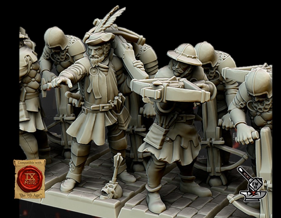 10 crossbowmen with bulwarks in the front row and champion - Image 2