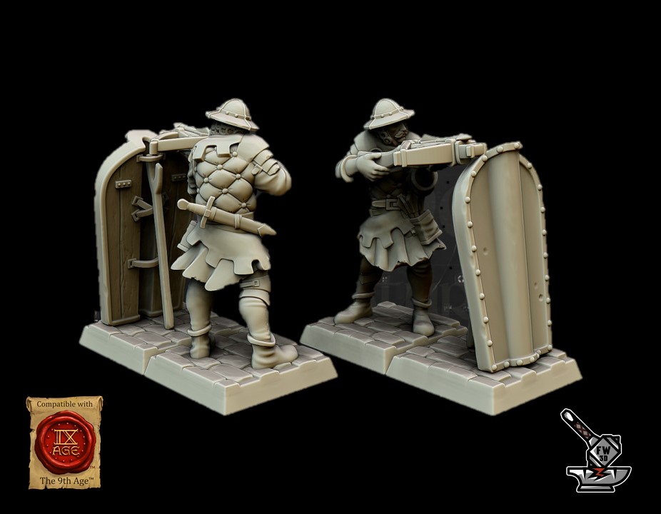 10 crossbowmen with bulwarks in the front row and champion - Image 3