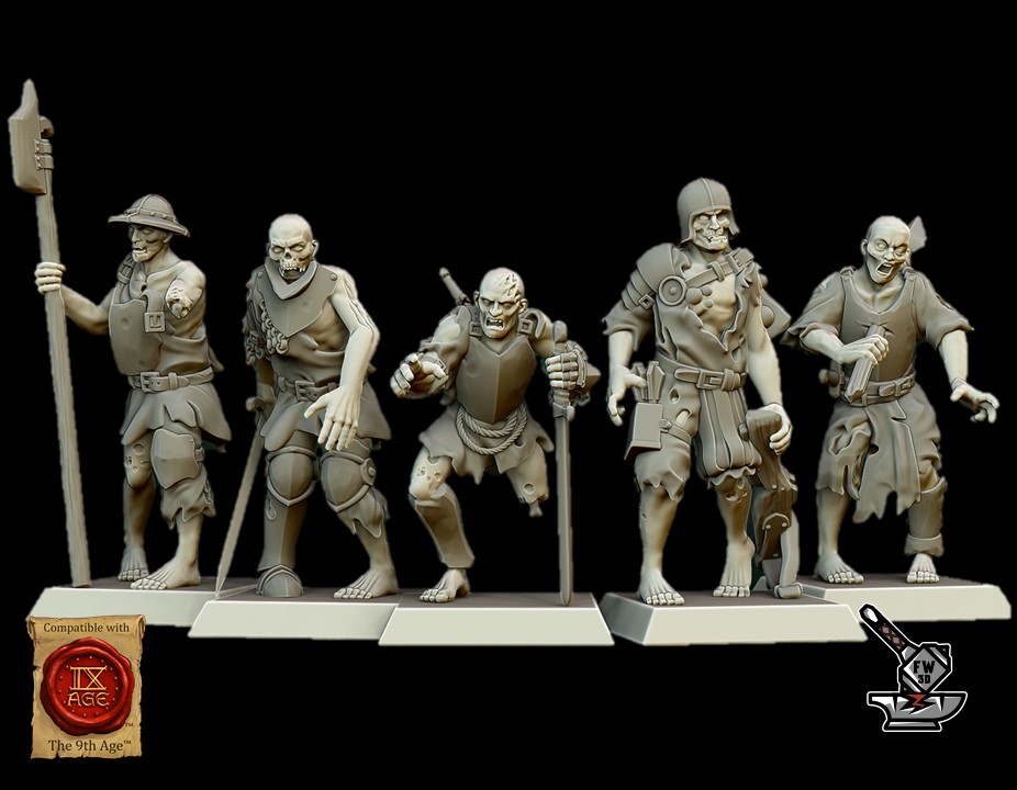 10 zombies avec socles "cimetière" ronds – Image 3