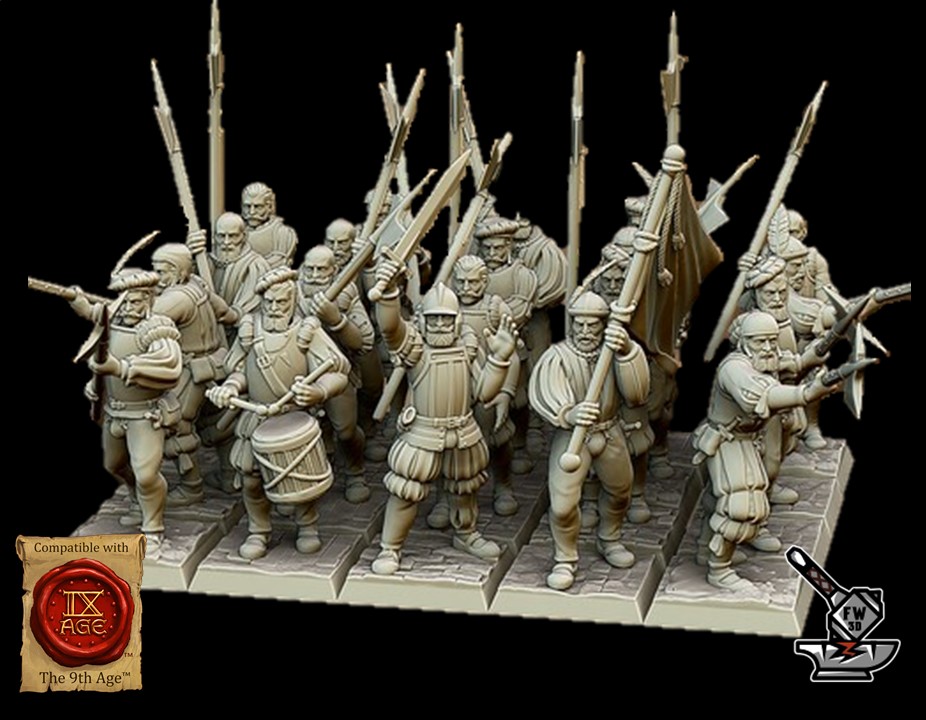 20 soldats de l'Empire (Hallebardiers, lanciers ou hommes d'arme)