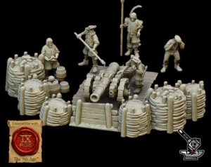 Canon de l'Empire et ses servants avec barricades