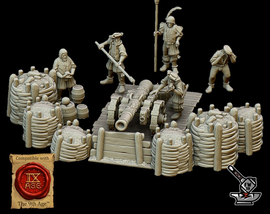 Canon de l'Empire et ses servants avec barricades