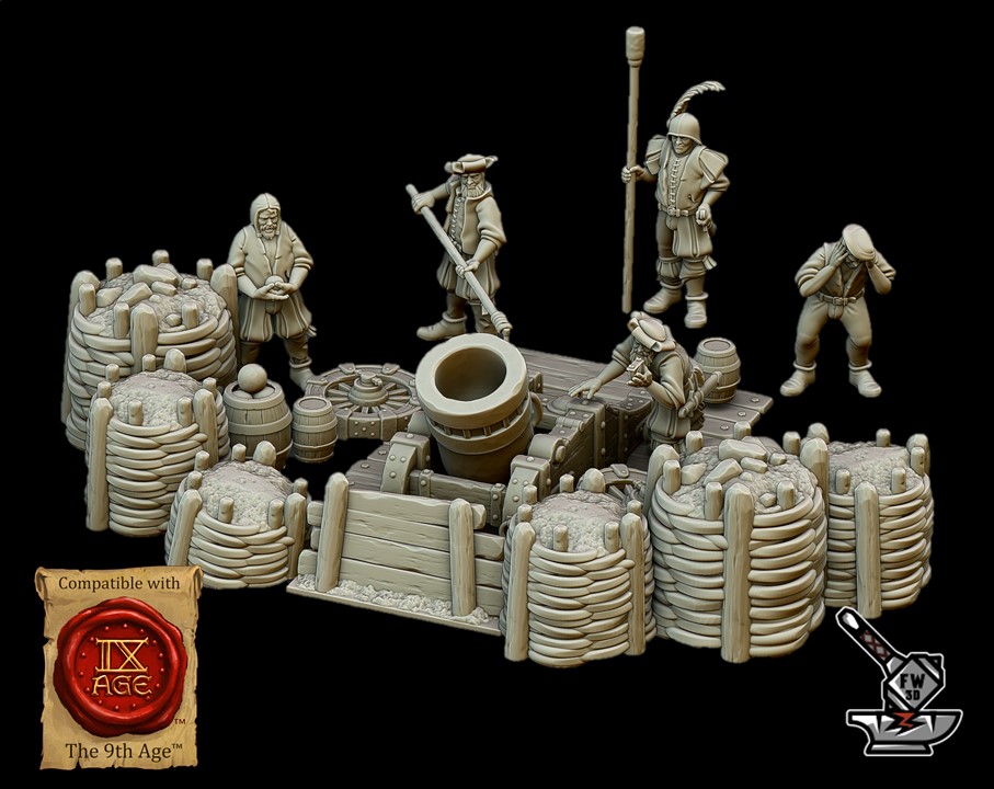 Mortier de l'Empire et ses servants avec barricades