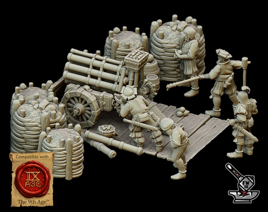 Volley Gun (Canon feu d'enfer) de l'Empire et ses servants avec barricades