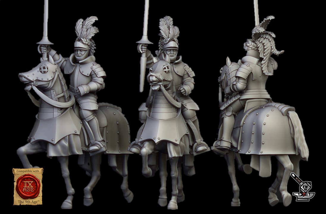 5 chevaliers impériaux montés de l'Empire avec épées avec état-major complet ( SUNLAND) – Image 3