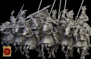 10 chevaliers impériaux montés de l'Empire  avec épées avec état-major complet ( SUNLAND)