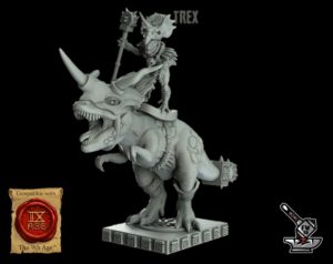 Prêtre skink sur T-Rex avec socle gravé