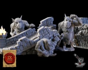 Pont COT avec 3 statues de troll de pierre