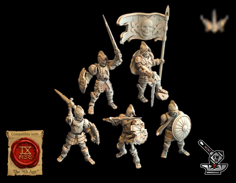 5 Skeleton Conquistadors with Banner
