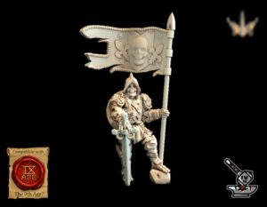 Commandant bannière conquistador squelette