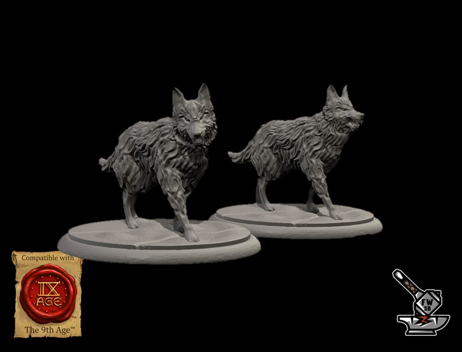 Pack of 2 wolves without bases