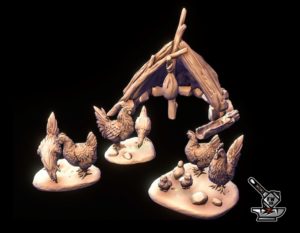 Poules avec poulailler