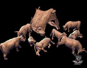 8 vaches avec étable