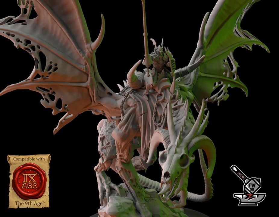 Vampire Lord with Cavalry Spear on Dragon Zombie