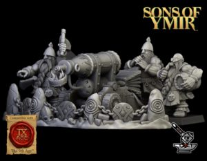 Canon à flammes des Nains d'Ymir avec ses servants