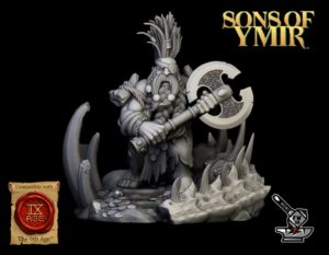 Tueur de dragon des Nains d'Ymir avec socle scénique