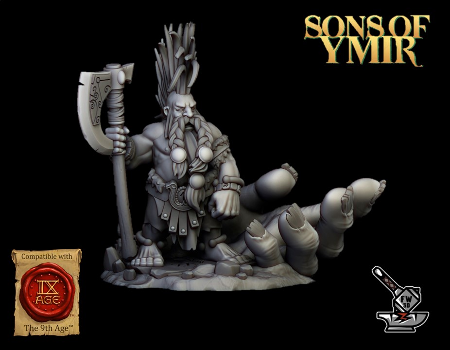 Tueur de géant des Nains d'Ymir avec socle scénique