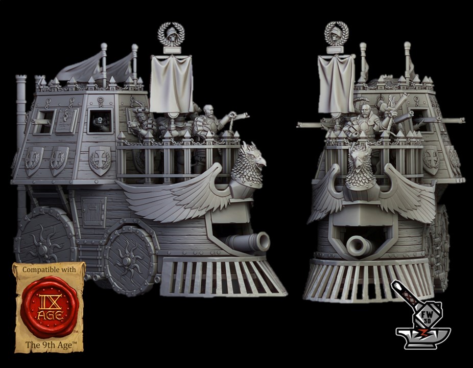 Steam Tank with cannon and 9 figurines(The Iron Opinicus)