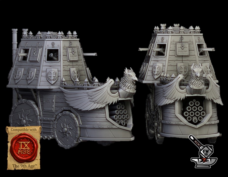 Steam Tank avec Voley Gun et 9 figurines (The Iron Opinicus)