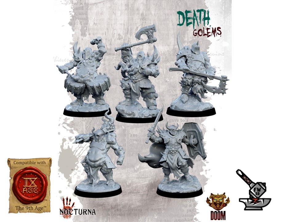 5 DEATH GOLEMS with base engravings