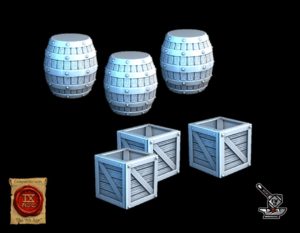 3 barils et 3 caisses en PLA MT