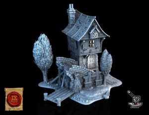 Maison médiévale avec pont détruit MT