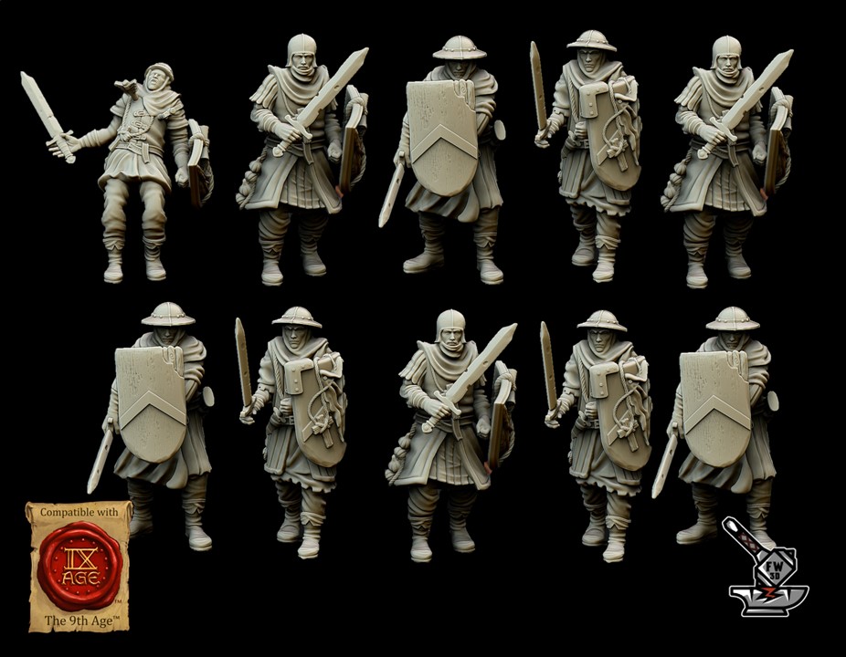 10 pélerins du graal avec épées