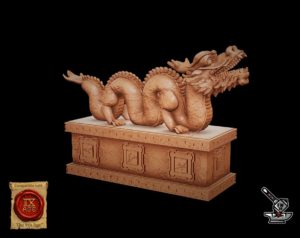 Statue de dragon sur socle