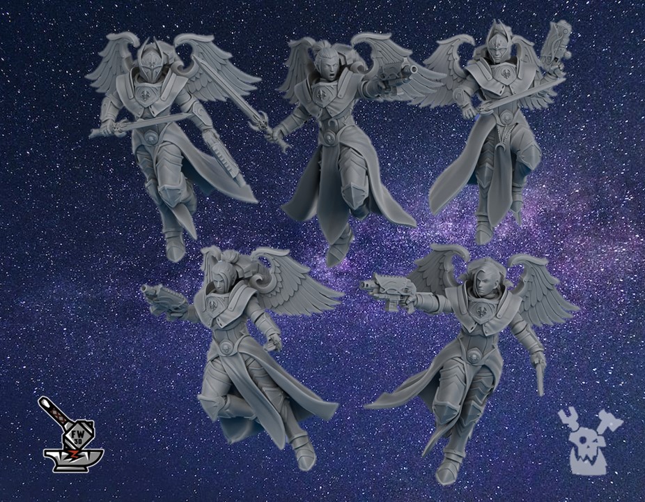 SILVER MOON DAUGHTERS: 5 Lunar of war avec socles décorés