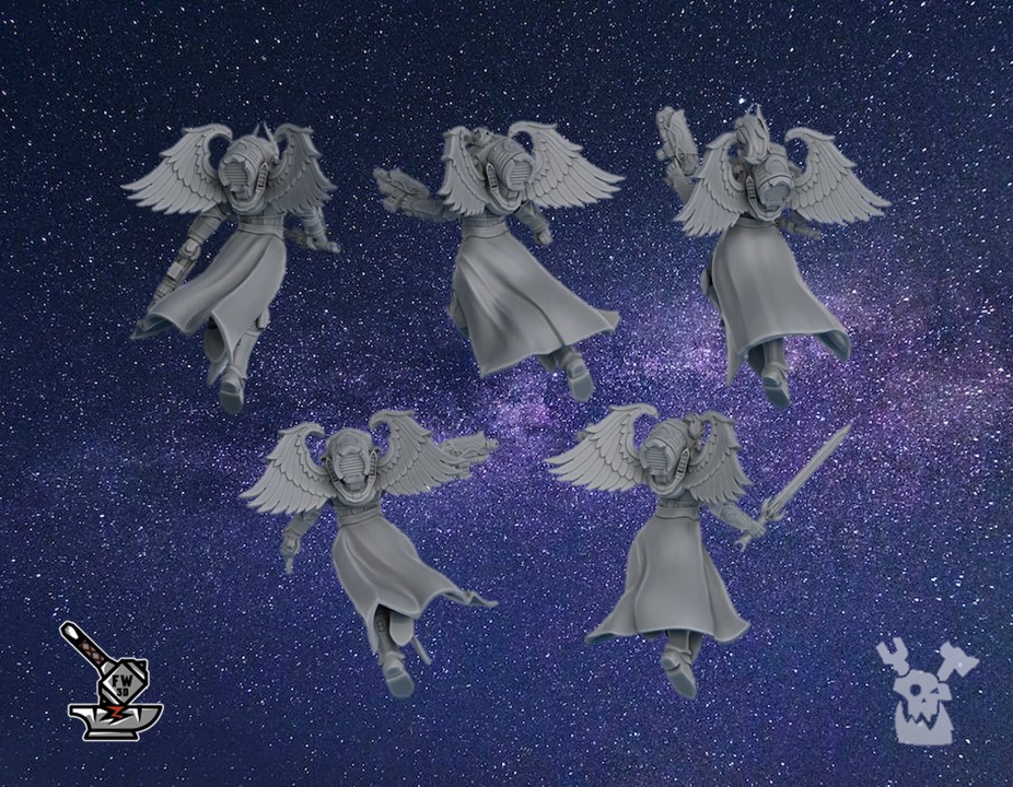 SILVER MOON DAUGHTERS: 5 Lunar of war avec socles décorés – Image 2