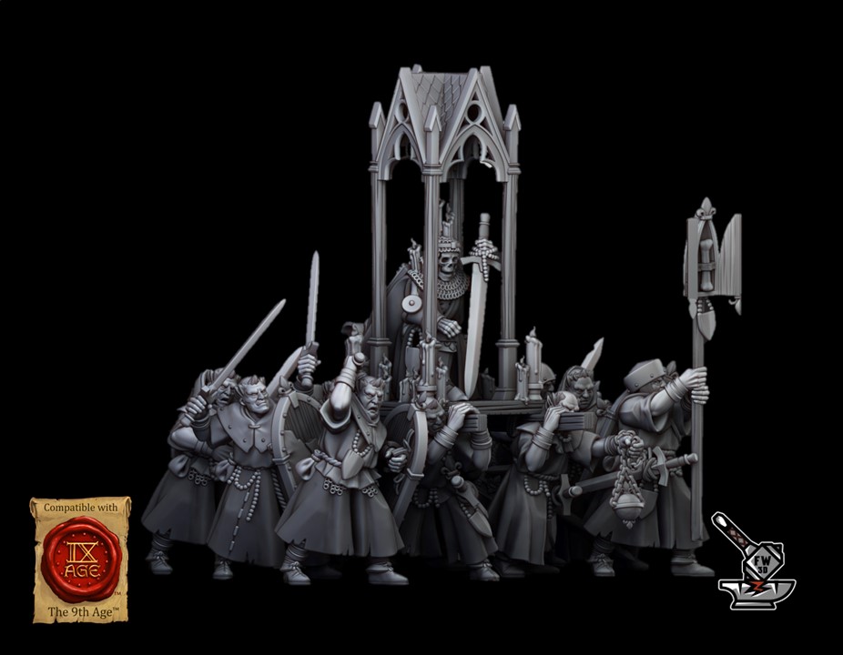 6 Grail pilgrims with Grail relic and its servants