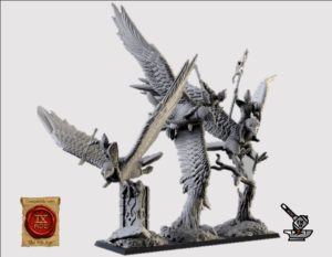 3 Hawk riders + décors de socles