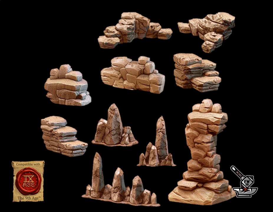 Kit de 14 rochers désertiques