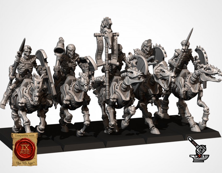 5 Cavaliers lourds squelettes des sables avec lances et boucliers – Image 2