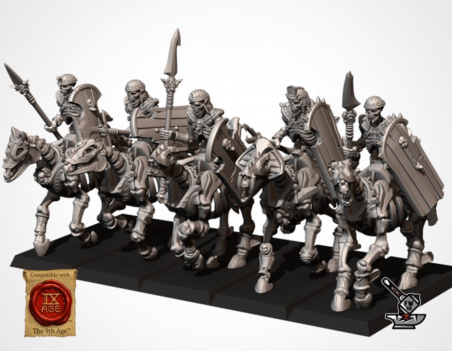 5 Cavaliers lourds squelettes des sables avec lances et boucliers – Image 3
