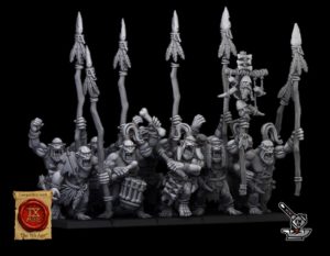 10 Lanciers Orcs des cavernes avec armes et boucliers