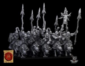 10 chevaucheurs de sangliers Orc sauvages avec armes de base et boucliers