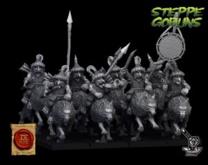 5 Gobelins des steppes chevaucheurs de loups avec lances