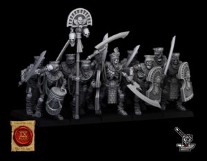 10 gardes Anciens des Nécropoles avec armes et boucliers