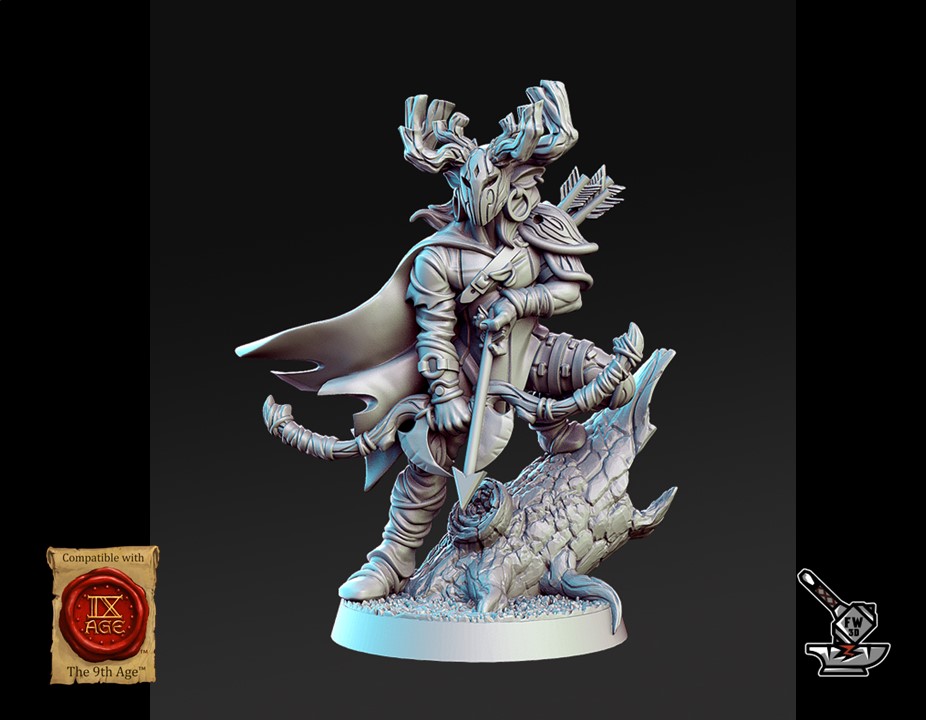 Sureflight, archer Elfe, avec socle décoré