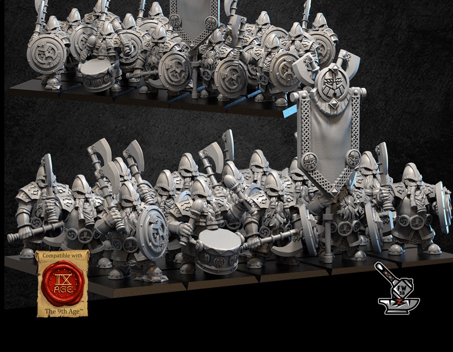 10 Guerriers Nain de l'Empire Nain avec haches et boucliers – Image 2