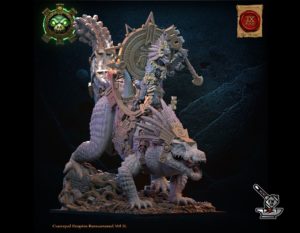 Héroïne Cipactli Homme-Lézard sur Crocbig de l'Empire Cuetzpal
