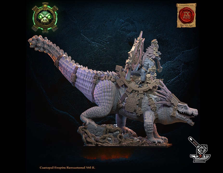 Héroïne Cipactli Homme-Lézard sur Crocbig de l'Empire Cuetzpal – Image 4